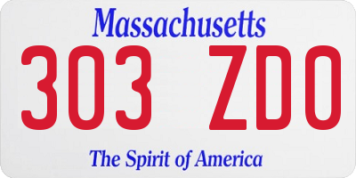 MA license plate 303ZD0