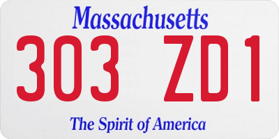 MA license plate 303ZD1