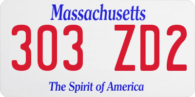 MA license plate 303ZD2