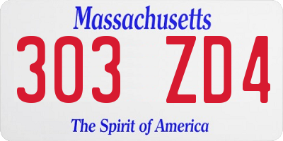 MA license plate 303ZD4