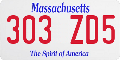 MA license plate 303ZD5
