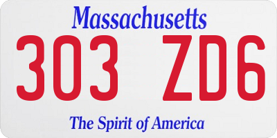 MA license plate 303ZD6