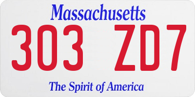 MA license plate 303ZD7