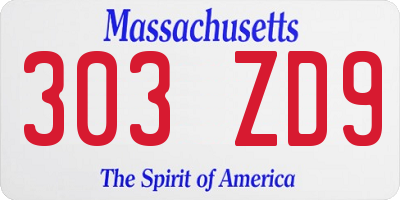 MA license plate 303ZD9