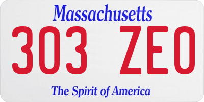 MA license plate 303ZE0
