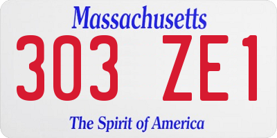 MA license plate 303ZE1