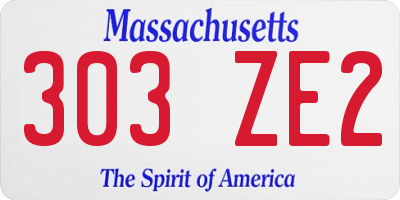 MA license plate 303ZE2