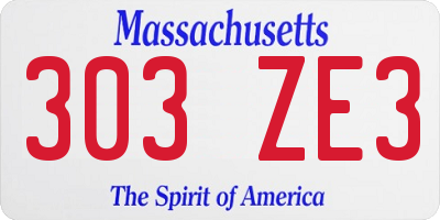 MA license plate 303ZE3