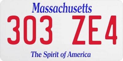 MA license plate 303ZE4