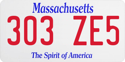 MA license plate 303ZE5