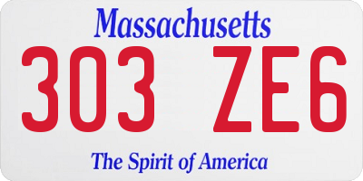 MA license plate 303ZE6