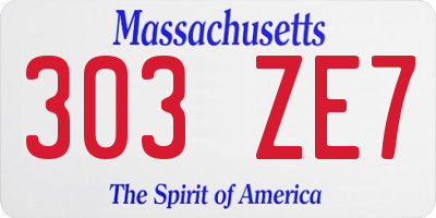 MA license plate 303ZE7