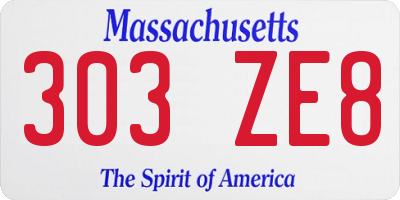 MA license plate 303ZE8