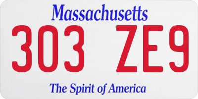 MA license plate 303ZE9
