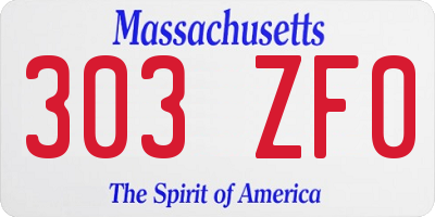 MA license plate 303ZF0