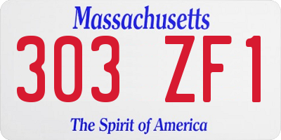MA license plate 303ZF1