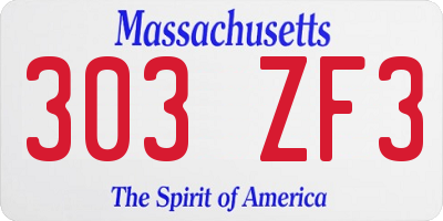 MA license plate 303ZF3