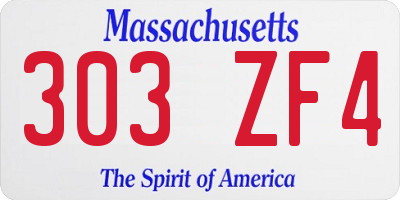 MA license plate 303ZF4