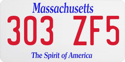 MA license plate 303ZF5