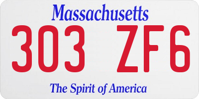 MA license plate 303ZF6