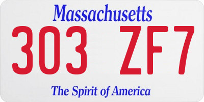 MA license plate 303ZF7