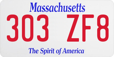 MA license plate 303ZF8