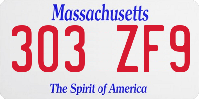 MA license plate 303ZF9
