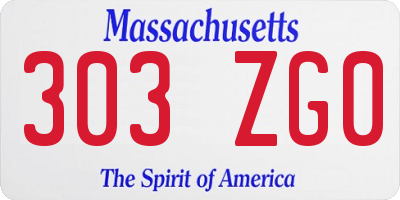 MA license plate 303ZG0