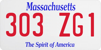 MA license plate 303ZG1