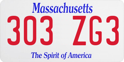 MA license plate 303ZG3
