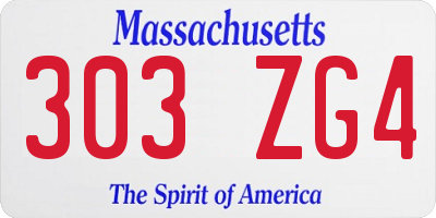 MA license plate 303ZG4
