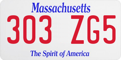 MA license plate 303ZG5