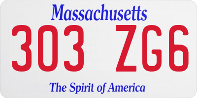 MA license plate 303ZG6