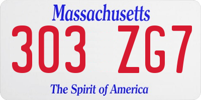 MA license plate 303ZG7