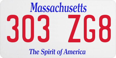 MA license plate 303ZG8