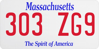 MA license plate 303ZG9