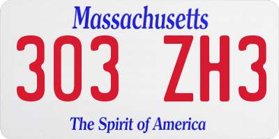 MA license plate 303ZH3