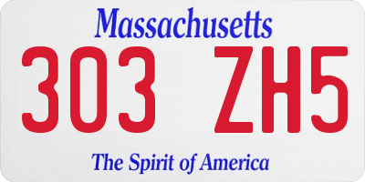 MA license plate 303ZH5