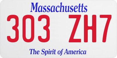 MA license plate 303ZH7