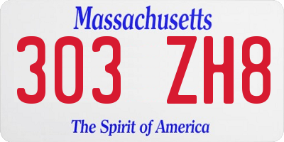 MA license plate 303ZH8