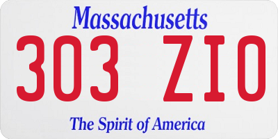 MA license plate 303ZI0