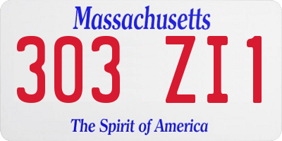 MA license plate 303ZI1