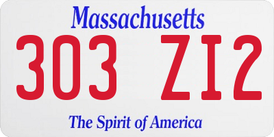 MA license plate 303ZI2
