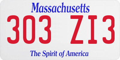 MA license plate 303ZI3