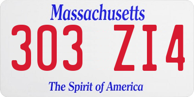 MA license plate 303ZI4