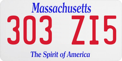 MA license plate 303ZI5