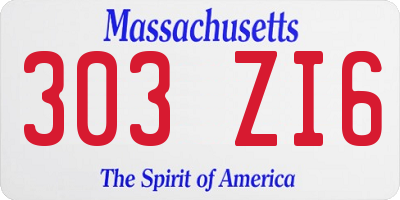 MA license plate 303ZI6