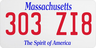 MA license plate 303ZI8