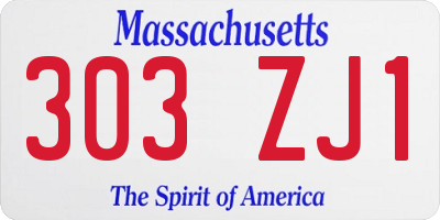 MA license plate 303ZJ1