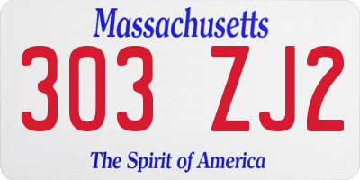 MA license plate 303ZJ2